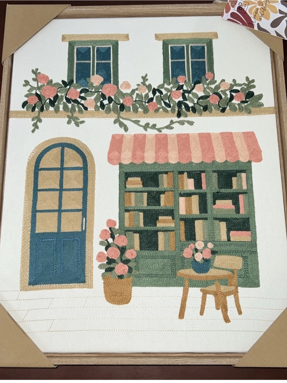 BP Home Textile Embroidery Woven Wall Art Book & Coffee Store 16”x20"